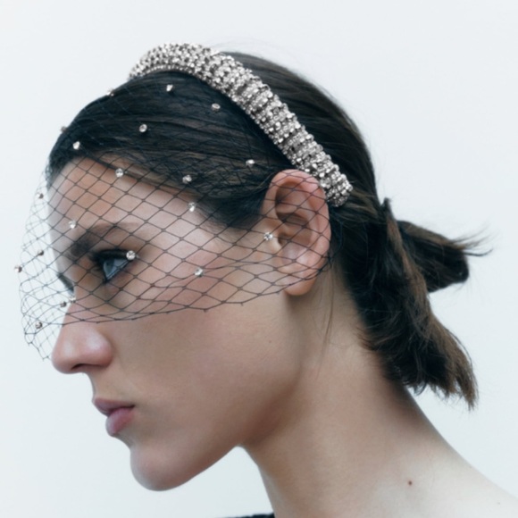 Zara rhinestone mesh quilted headband NWT - Picture 2 of 6